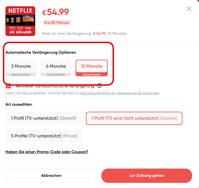 Günstiger streamen Netflix