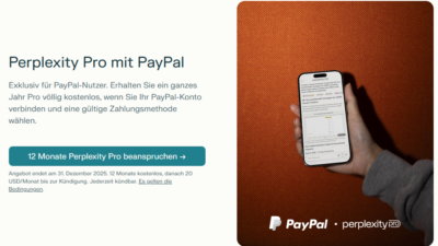 Perplexity Pro Kontoübersicht mit aktivierter PayPal‑Zahlungsmethode