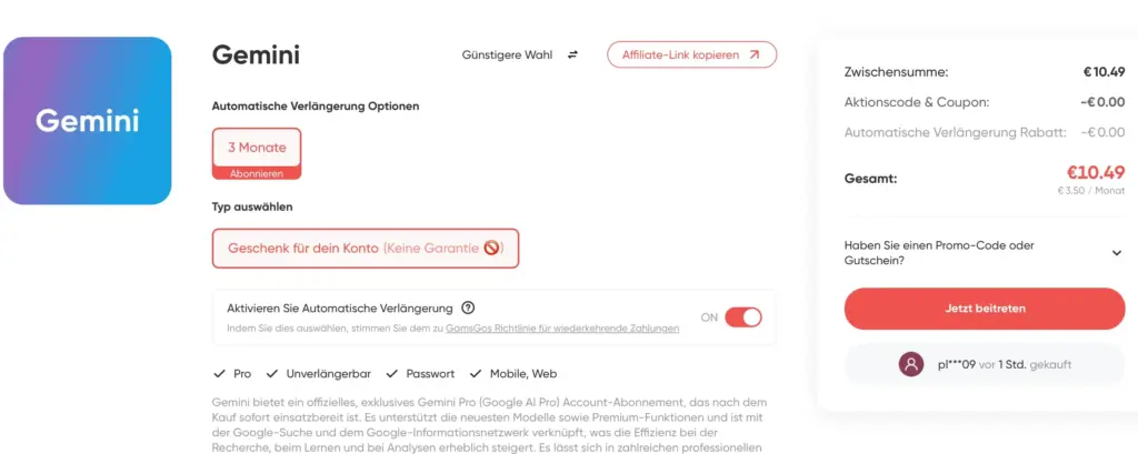 Google AI Pro aktiv Gemini Pro Funktionen freigeschaltet Google AI Pro aktiv Gemini Pro Funktionen freigeschaltet