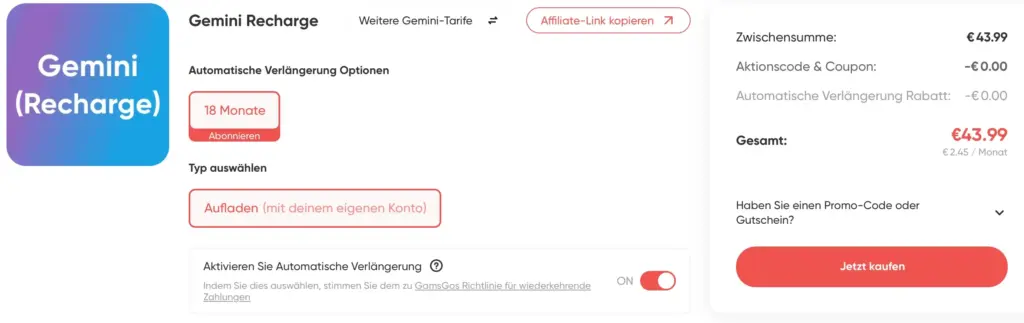 Google AI Pro guenstiger bei GamsGo Gemini Recharge Angebot 2026 Google AI Pro günstiger bei GamsGo Gemini Recharge Angebot 2026